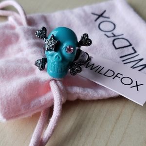 NEW Wildfox Couture Turquoise Skull Ring - Size 8